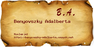 Benyovszky Adalberta névjegykártya